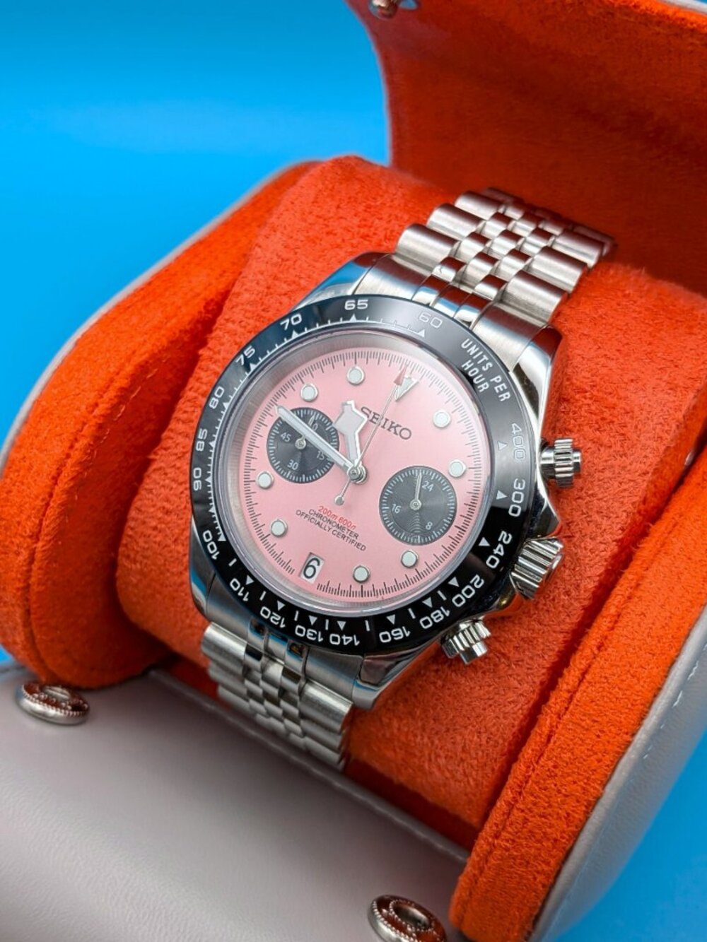 Seiko MOD | Pink Dial Chronograph |  VK64 quartz movement - Picture 7 of 13